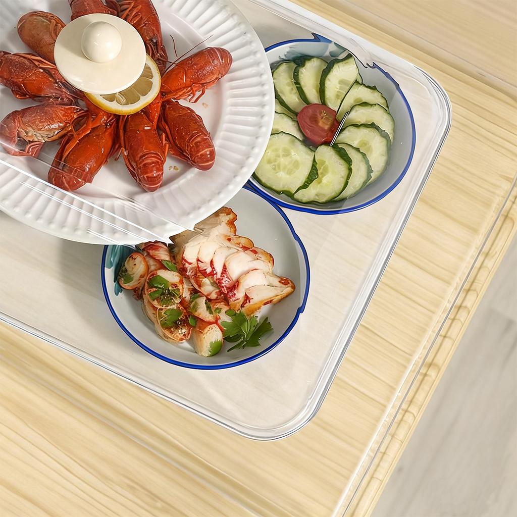 WORTHBUY Reusable Plastic Food Cover Clear Dustproof&Insect Food Fresh-keeping Cover Protective Lid Kitchen Storage Accessories