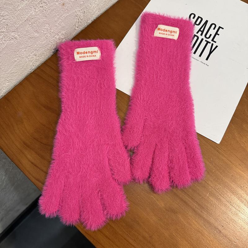 

Warm Touchscreen Gloves For Women With Mink Material Winter Outdoor Cycling And Commuting RoseRed