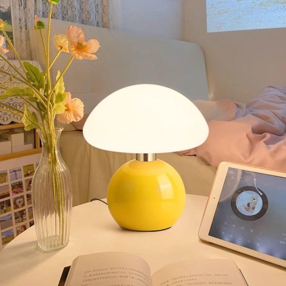 Tri Color Dimming Table Lamp USB Plug Atmosphere Light Creative Mushroom Bedside Lamp  Living Room
