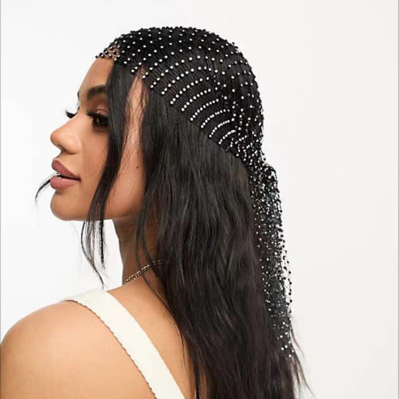 Shimmering Rhinestone Fishnet Hat: Handmade, Hollow Design for Parties