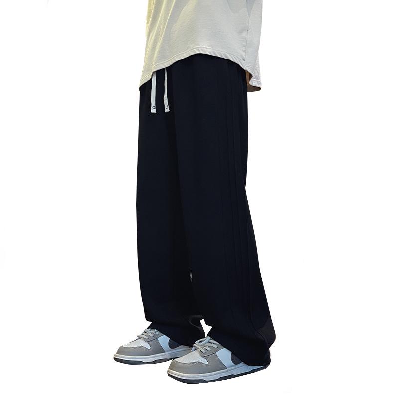 2024 Boys' Knitted Plus Velvet Wide-Leg Trousers - Trendy Straight-Leg Pants for Kids