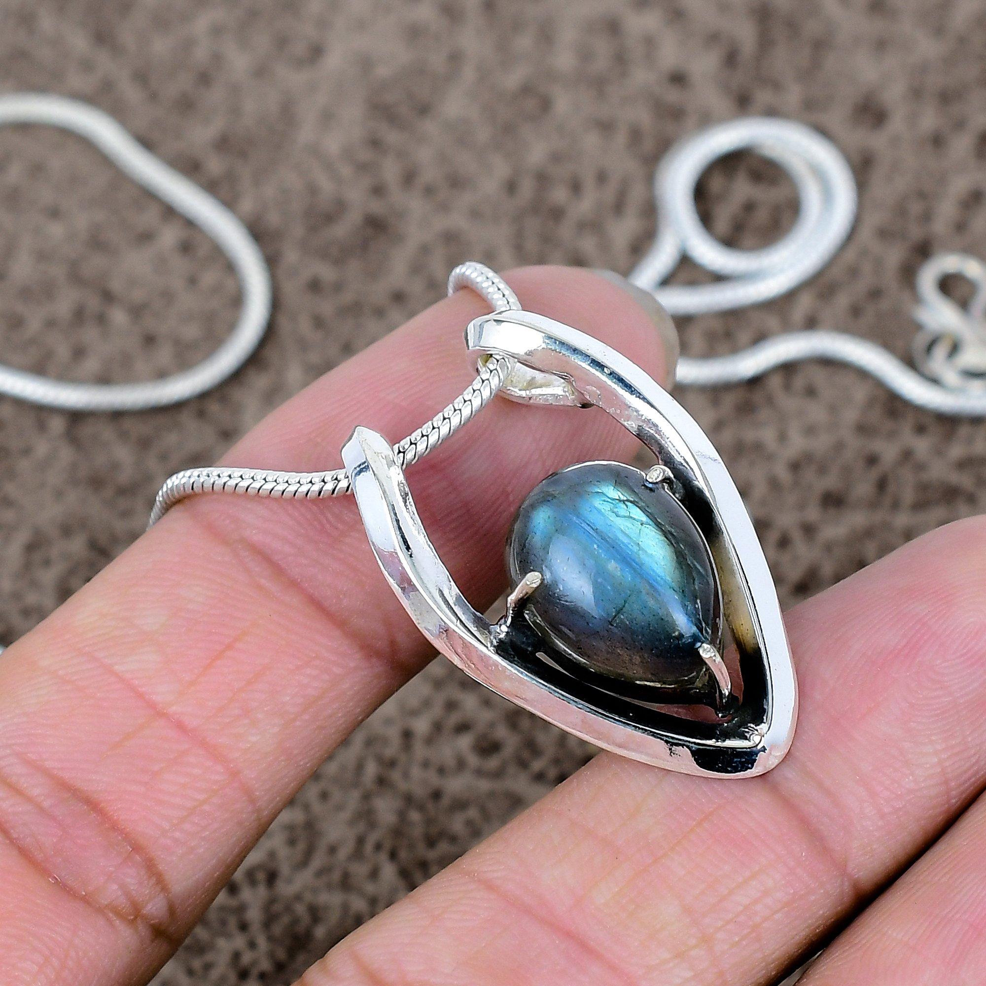 

Лабрадорит Дорогоцінний Камінь Ручна Робота Срібло 925 Проби Ювелірний Підвіс 1.38 KKG-593