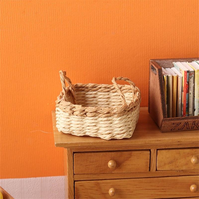 1:12 Dollhouse Miniature Storage Basket Vegetable Food Woven Frame Kitchen Decor