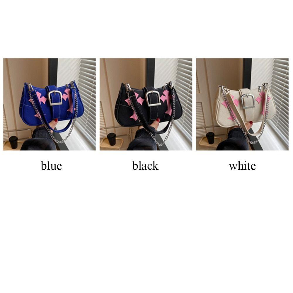 Casual Canvas Shoulder Bag Metal Buckle Underarm Bags Tote Bags Women Girls