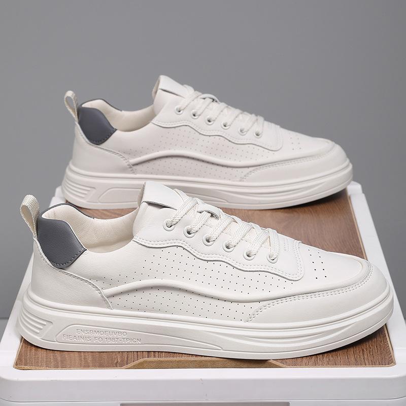 Foreign trade summer breathable 2025 new sports and leisure board shoes men's thick-soled large-size white shoes men's