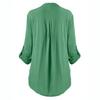 Women Ladies Large Size Button Lace V Neck Long Sleeve Shirt Blous