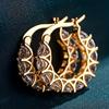 Exquisite Zircon Inlaid Circle Hoop Earrings for Women, Engagement Banquet Daily Wear Fashion Jewelry, Sparkly Gift for Her