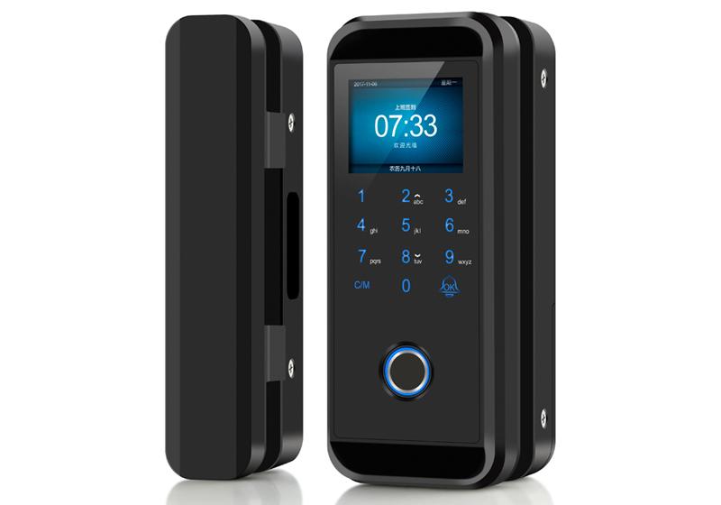 Keyless Biometric Glass Door Lock with Doorbell, Fingerprint RFID Password Lock for Commercial