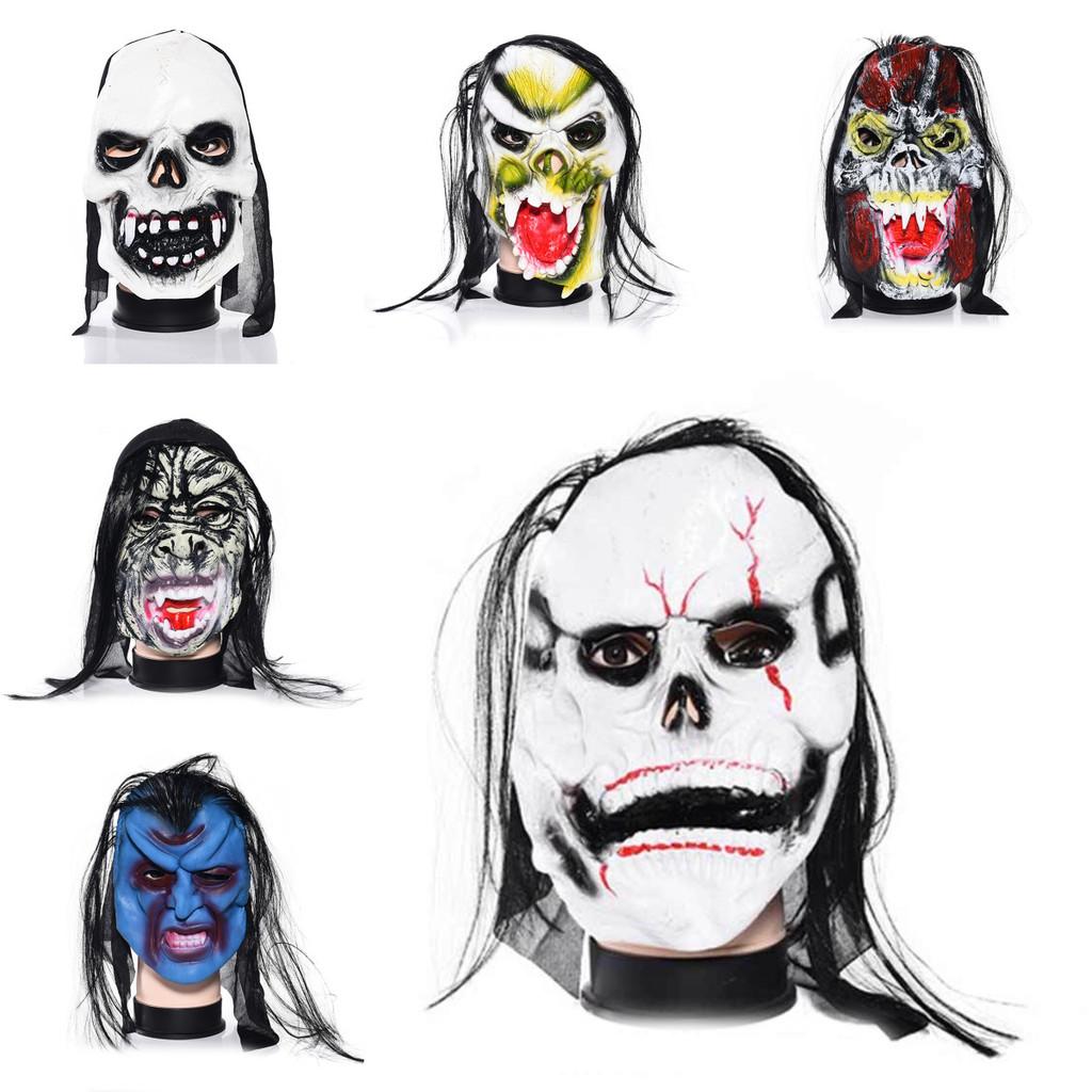 Horror Skeleton Ghost Mask Headwear Halloween Masquerade Costume Latex Props