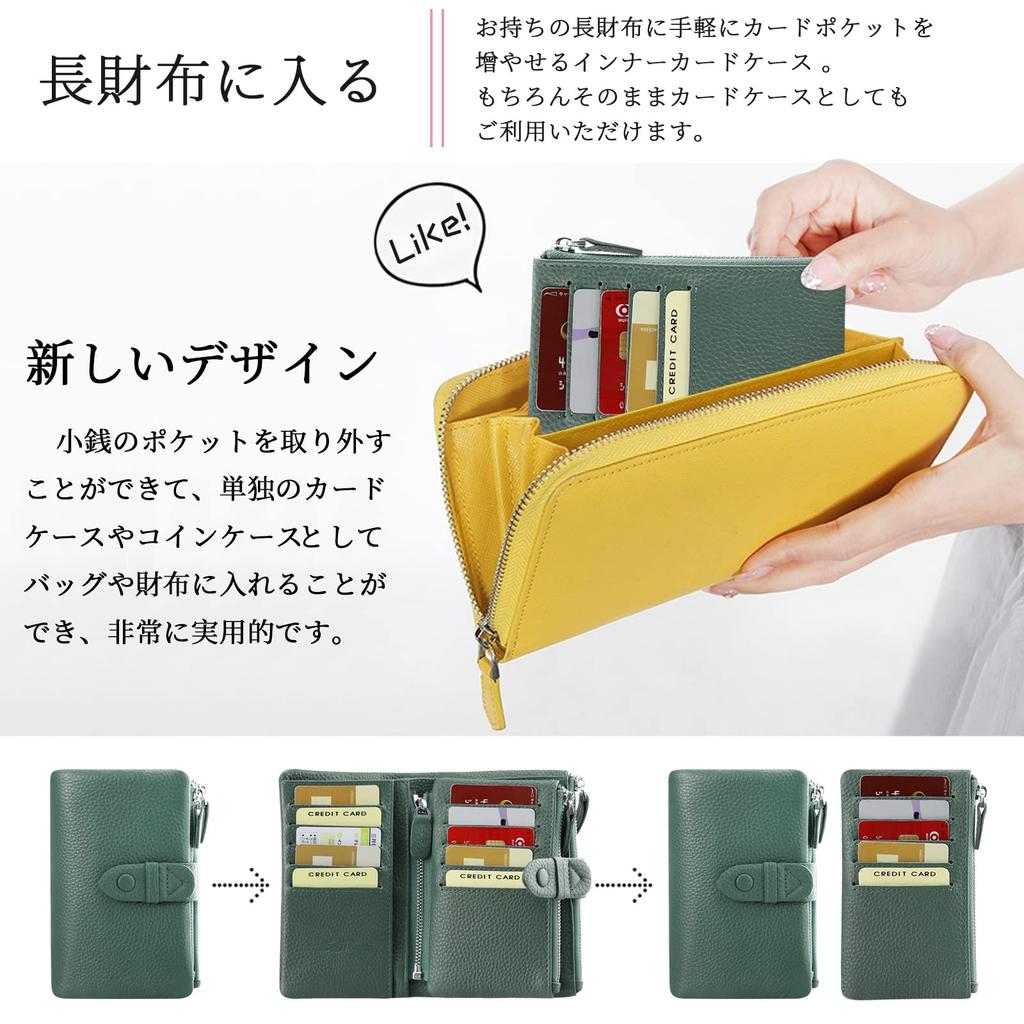 Bifold Genuine Short Wallet with Coin 18 Card Bill Large Double Button and Double Zipper Perfect for or as a Gift [F.ZH] Women's Wallet, Leather,