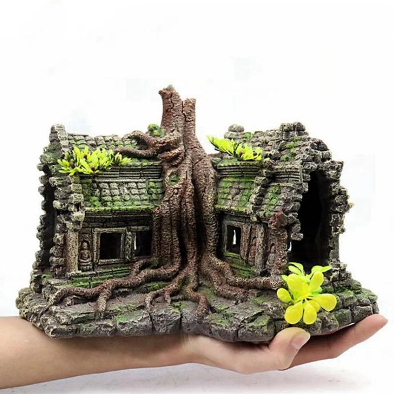 Resin Tree House Wooden Aquarium Beautification Fish Tank Decoration Craft Pet Supplies Accessory