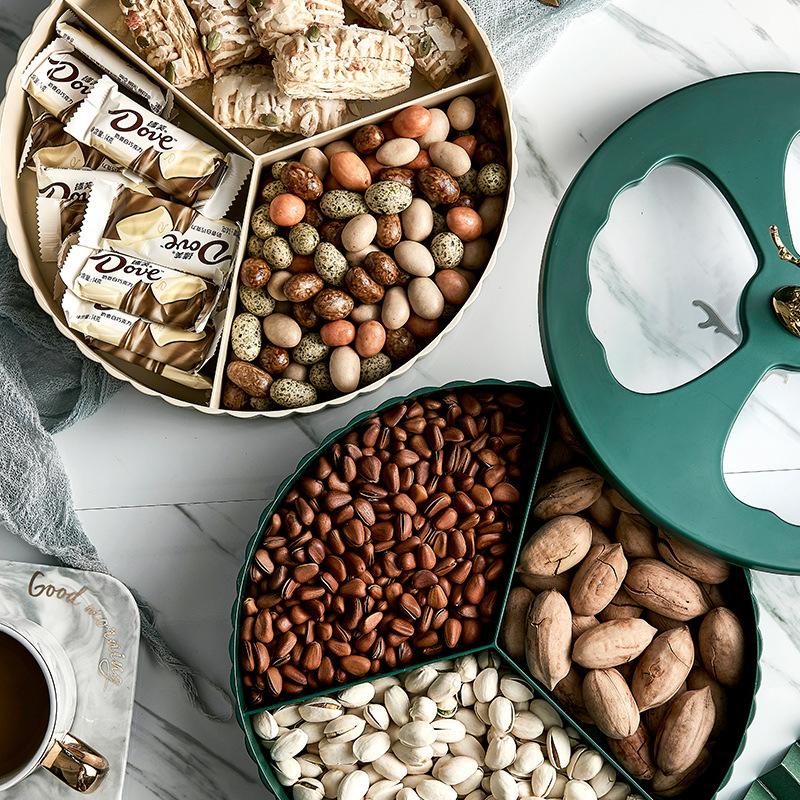 Doppelschichtiger nordischer Kunststoff-Aufbewahrungsbehälter mit grünem Hirsch, Obstteller, Garten-Snack, Heimdekoration, Teller, Wohnzimmer