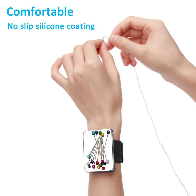 Magnetic Sewing PinCushion Silicone Wrist Needle Pad Safe Bracelet Pin Cushion Storage Sewing Pins Wristband Pin Holder