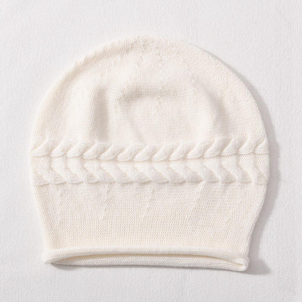 Solid color rabbit velvet twist knitted hat large curled edge soft waxy comfortable versatile warm wool hat