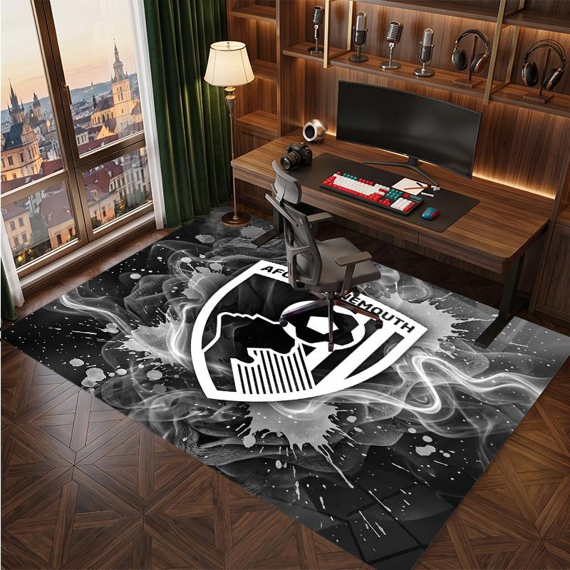 Bournemouth Football Print Crystal Velvet Rug, Comfortable Water Absorbent Non Slip Indoor Floor Carpet