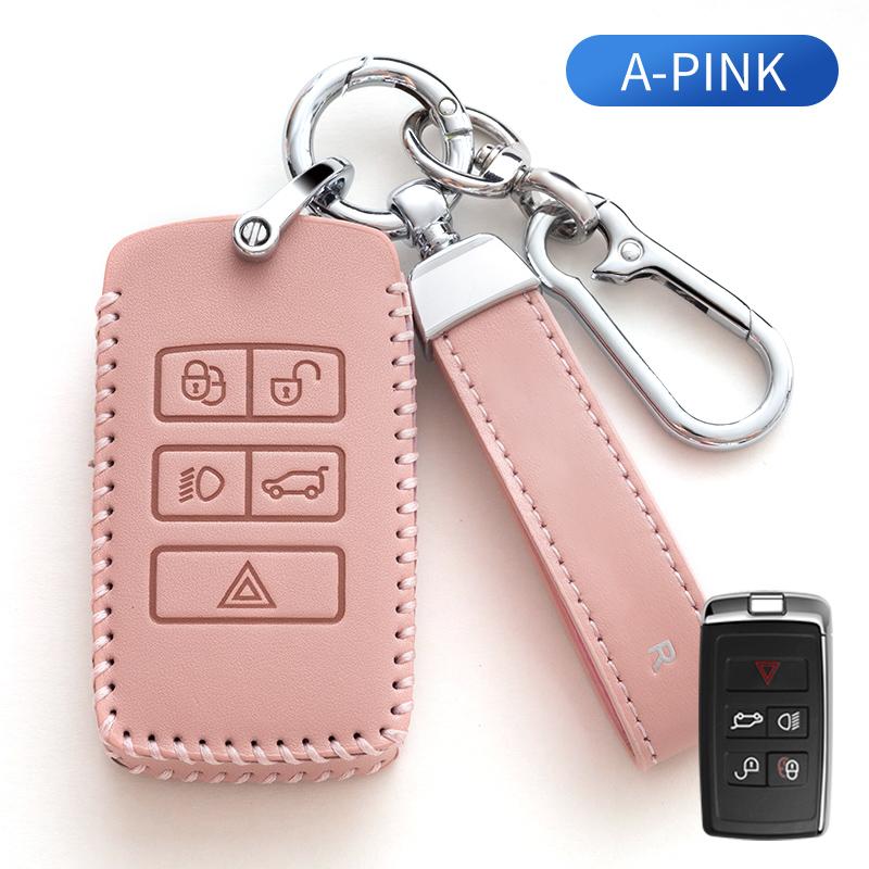 

New Leather Car Key Case Remote Control Protector Cover For Land Rover Range Rover Sport Evoque Velar Discovery 5