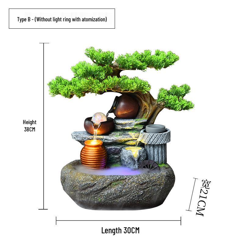 Rockery Water Fountain Feng Shui Wheel for Living Room, TV Cabinet, Office Tabletop