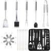 LMETJMA Camping BBQ Grilling Tools Set Stainless Steel BBQ Accessories Grill Tools Set with Portable Bag BBQ Utensil Kit JT500