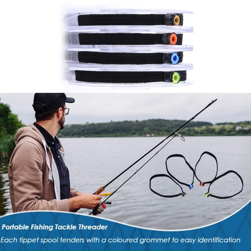 6Pcs Tippet Spool Tenders Fishing Tippet Rings Gadget Portable Threader Elastic Fishing Wire Leader for Outdoor Activity