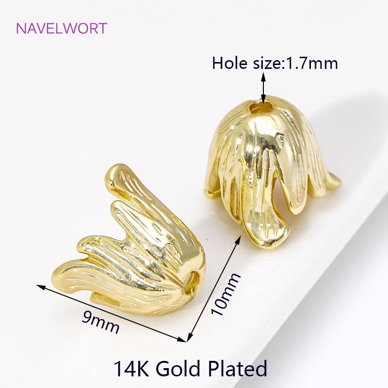 

14K Gold Plated Bauhinia Stamens Tassel Caps Brass Metal Large Flower Bead Caps For Jewelry Making DIY Beading Accessories 5 pieces