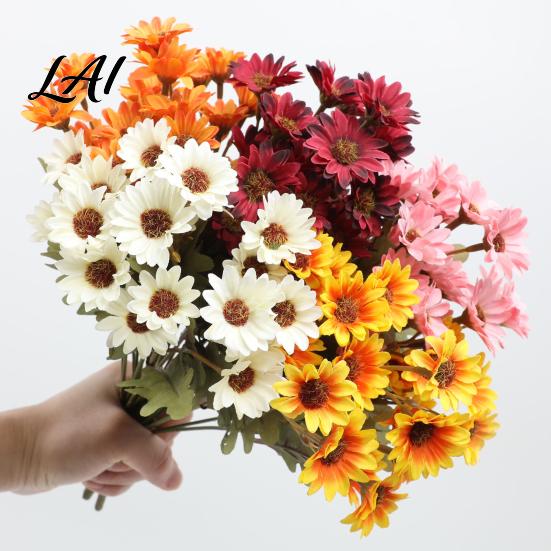 Lifelike Flowers for Indoor Decoration Artificial Daisy Flowers Realistic Plastic Floral Arrangements Reusable Faux Flower Bouquet Fake Decorations