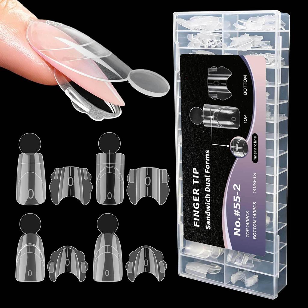 French Manicure Extension Mold Frosted Inner Layer/glossy Outer Layer Paint-free Snap-on Design Built-in C-shaped Curve Professional Nail Shaping Tool