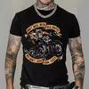 Short Sleeve Graphic T-shirt with Eagle & Motorcycle Print