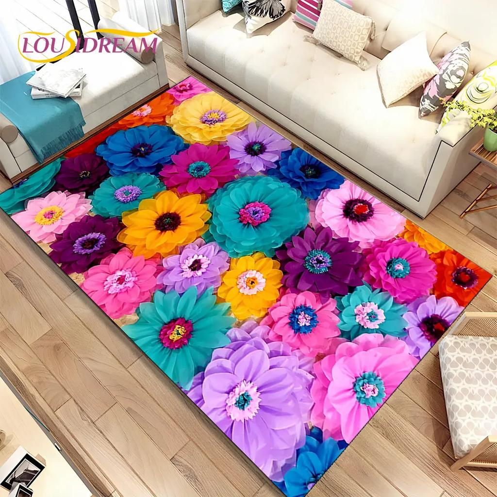 Nordic 3D Daisy Flower Area Rug,Carpet Rug for Home Living Room Children Bedroom Sofa Doormat Decor,kids Play Non-slip Floor Mat