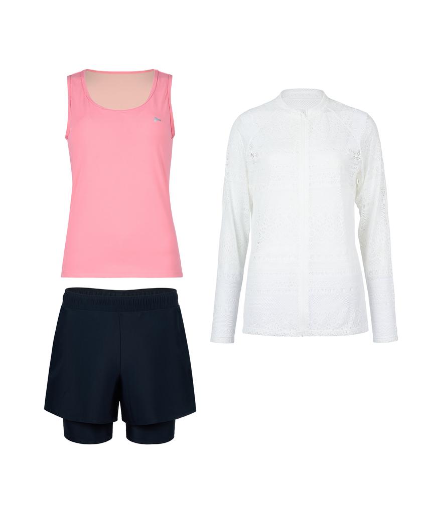 Lenomasuyeongbog Women'S Crochet Rash Guard Set Coral Rn-Ls2F526-Cr