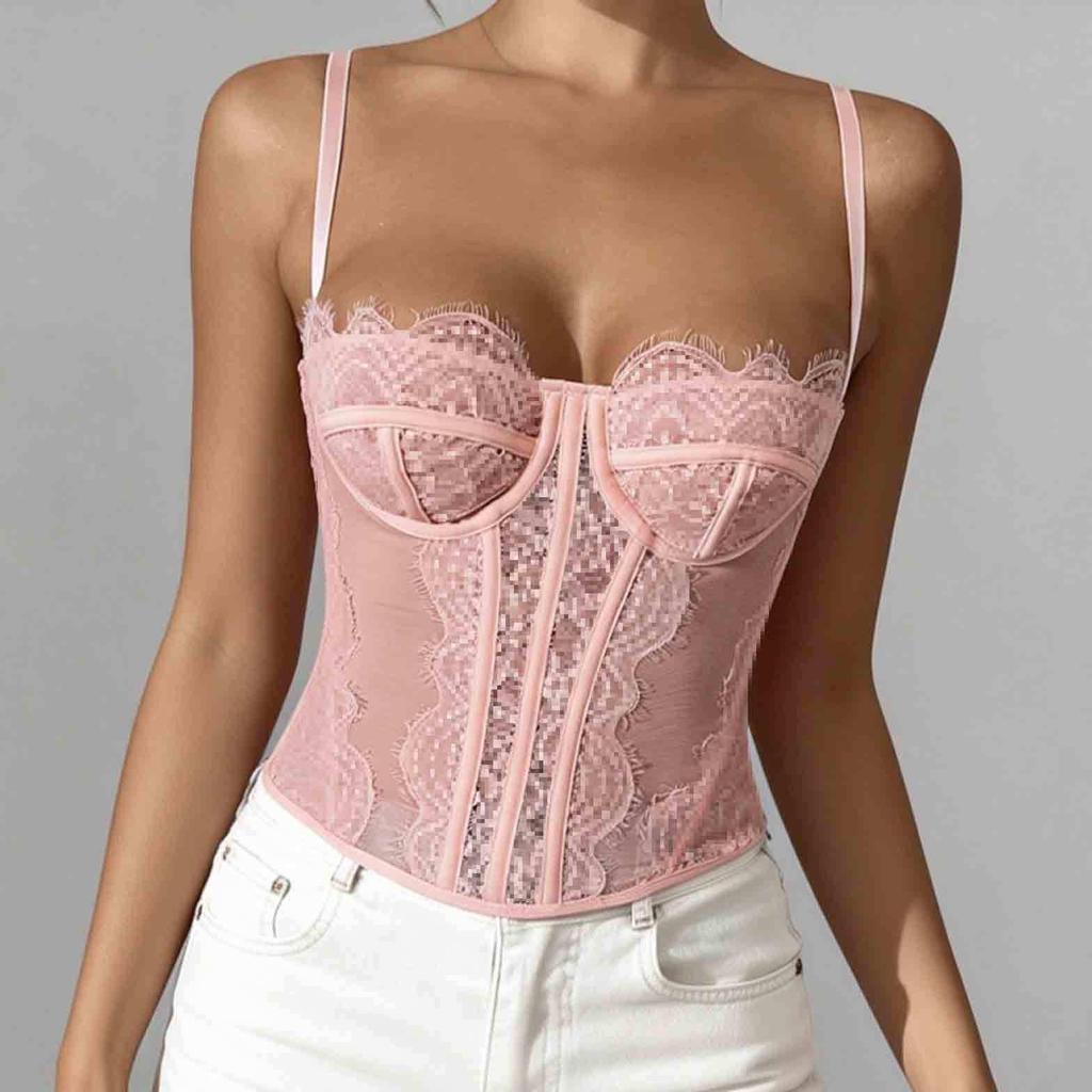 Spicy Lace Push-Up Fishbone Corset Bra Top