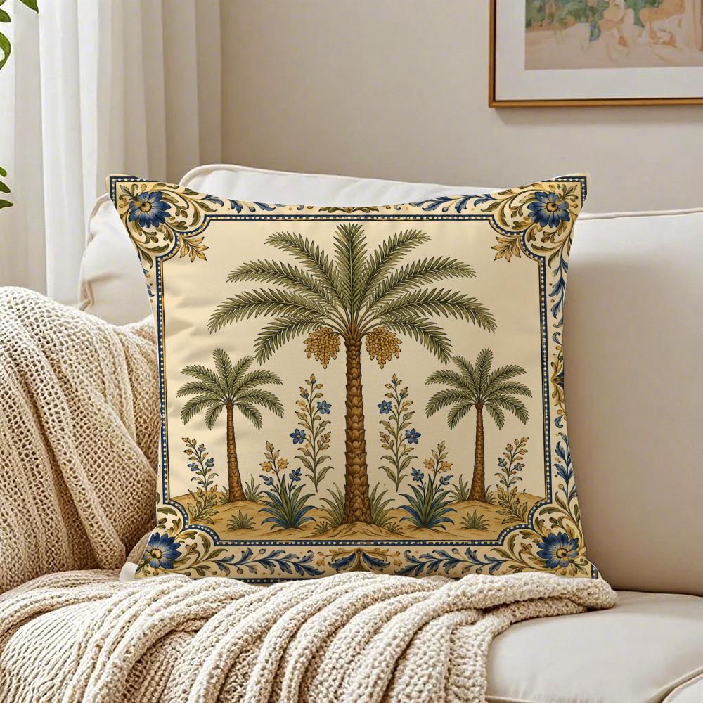 Palm Tree Patterned Pillow Case Breathable Organic Short Plush Cushion Covers Machine Washable WrinkleResistant Soft Durable