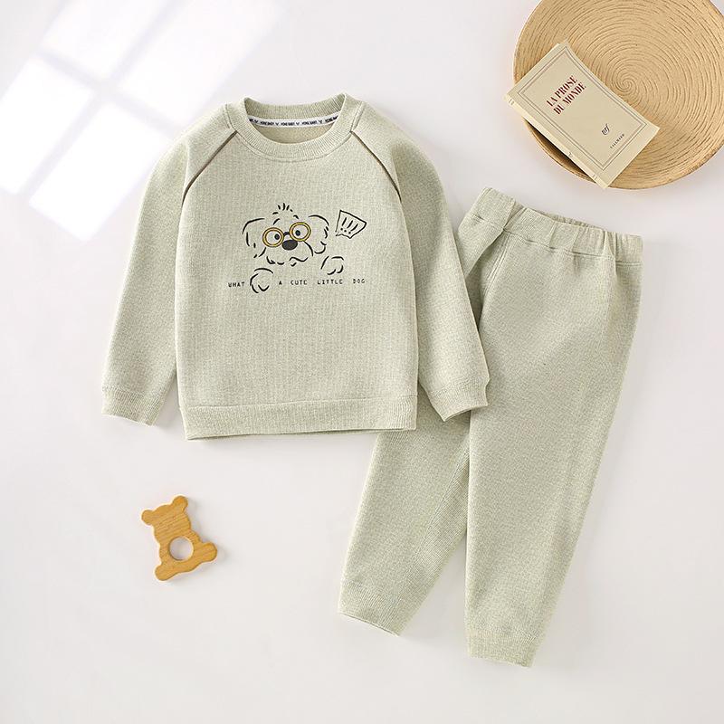 

Kids Cozy Fleece-Lined Sweatshirt and Sweatpants Set for Fall and Winter Size 110