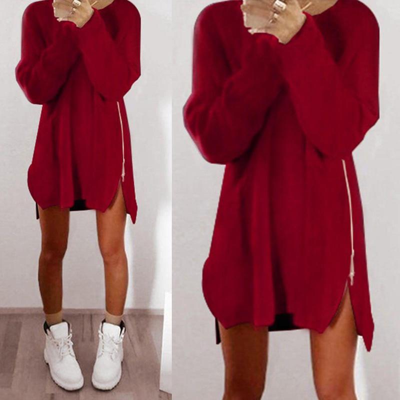 Luxurious Womens Jumper Knitted Sweaters Dress With Solid Casual Long Sleeves