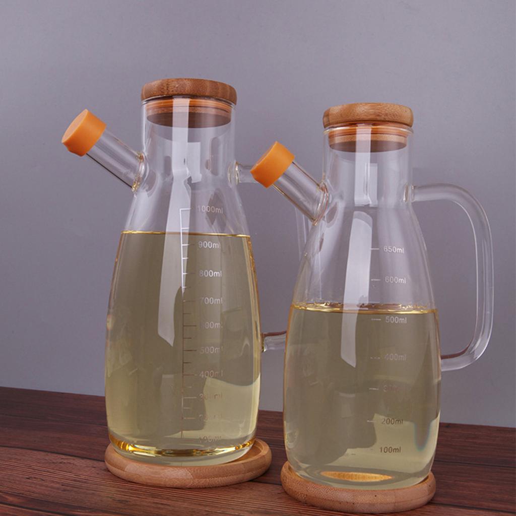 650-1000ml Transparent Glass Bottles Oil Dispenser High and Low Temperature Resistance Bottle for Kitchen Spices Containing Jars