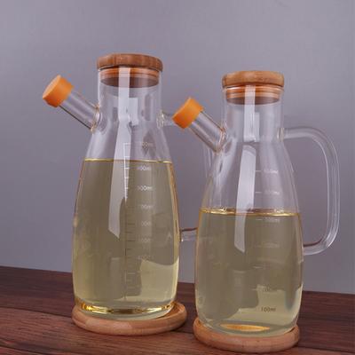 Bouteilles en Verre Transparent 650-1000ml Distributeur d'Huile Résistance Haute et Basse Température Bouteille pour Épices de Cuisine Bocaux