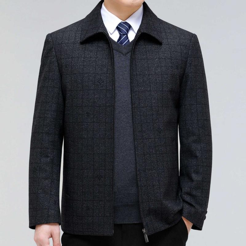 Dad's Winter White Duck Down Jacket Middle-aged and Elderly Grandpa Men's Lapel Warm Jacket Wool Down Jacket Top