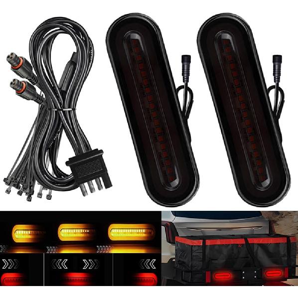 BlyilyB Oval Cargo Carrier Stop Turn Signals Tail Light Light Kit With Waterproof 4 Pin Grommets Wire Harness For Luggage Rack (Pack Of 2)