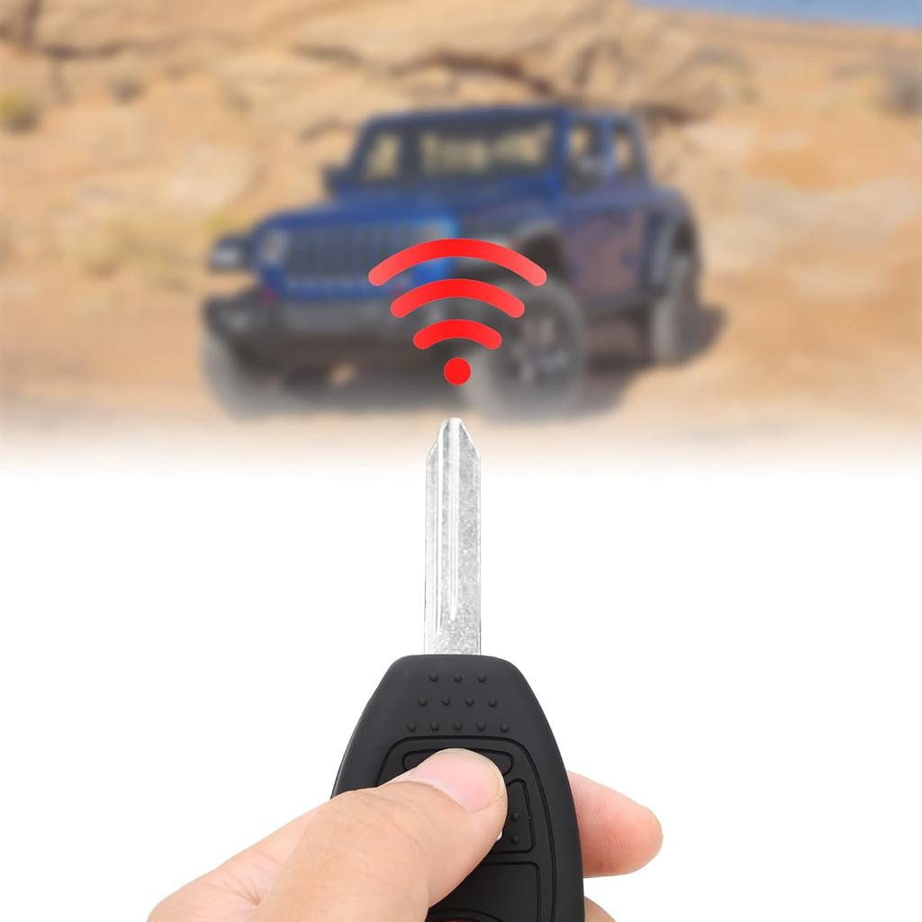 TOMALL 2Pcs Silicone Key Fob Cover 3 Buttons Compatible with Jeep Chrysler Dodge 2007-2018 Wrangler Flip Key Jacket Protector Holder Remote Rubber