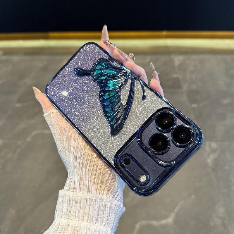 Applicable to iPhone17promax mobile phone case, new quicksand butterfly electroplating, Apple 16 Japanese and Korean luxury 151413