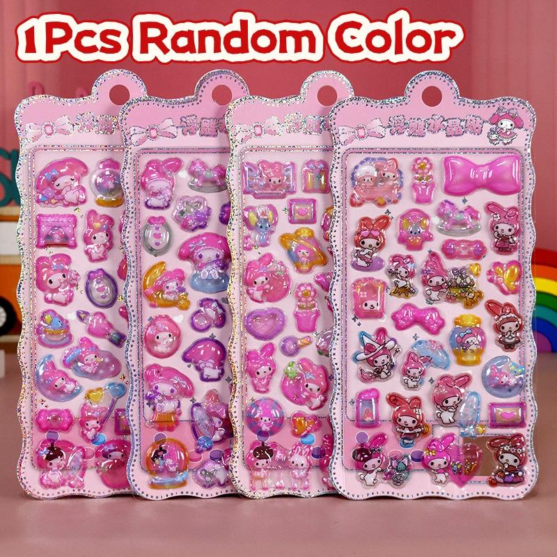 1pcs Kawaii Sanrio Kuromi Cartoon 3D Relief Stickers Aesthetic Waterproof DIY Diary Laptop Cute Anime Decoration Sticker Toys