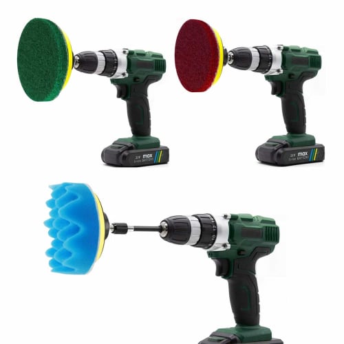 GOH DODD 23-Piece Electric Drill Brush Set with Polisher Buff and Scouring Pad for Kitchen, Bathroom, and Car Washing, Compatible with Hex Shank Elect