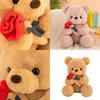 Plush Teddy Bear Toy With Rose Design For Birthday Gift For Teens And Adults