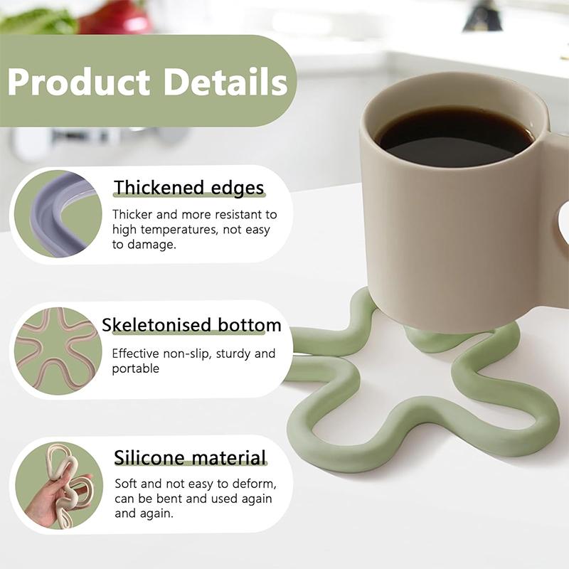 4 Set Silicone Trivets for Hot Dishes Flower Shaped Heat Resistant Hot Pads for Kitchen Countertop Hot Plate Mat Pot Holders