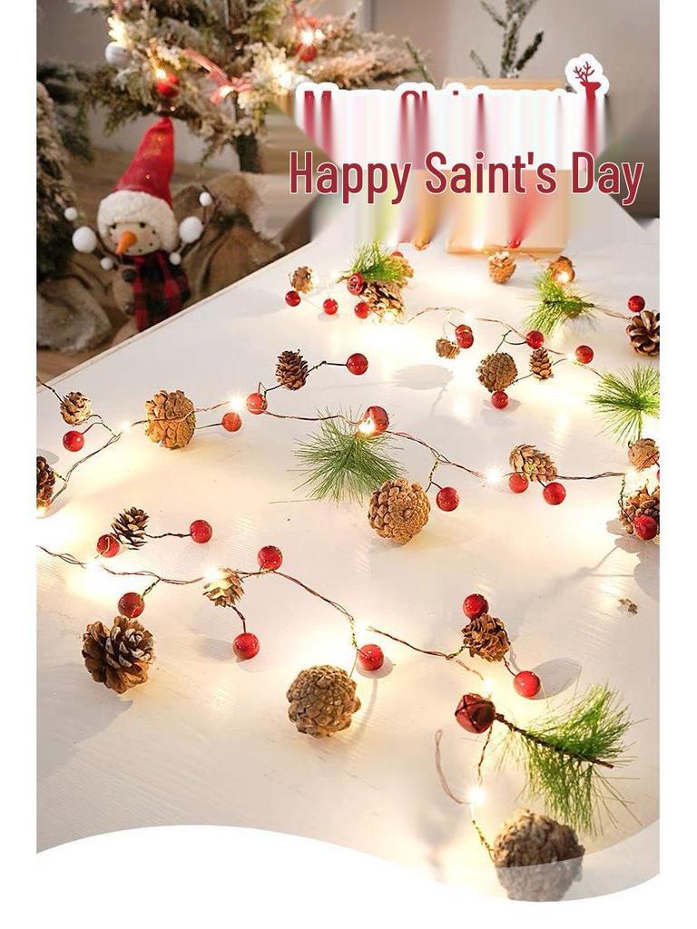 LED String Lights with Pine Cones & Bells for Christmas Tree, Holiday, Living Room & Bedroom Décor