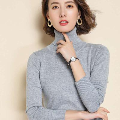 Wool Pure Cashmere Sweater Women's Knitted Turtleneck Cashmere Pullover Elasticity Pull High Neck Knitting Sweaters