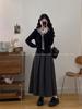 Stylish Korean Plus Size Autumn Set: Faux Two-Piece Top & Pleated Skirt - Age-Defying Fashion for Women