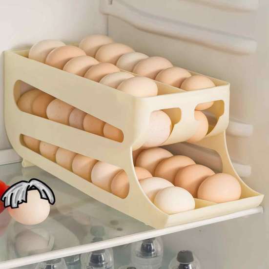 Multi-layer Slide Egg Storage Box Ladder Style Egg Box Large Capacity Automatic Rolling Refrigerator Egg Tray Organizer