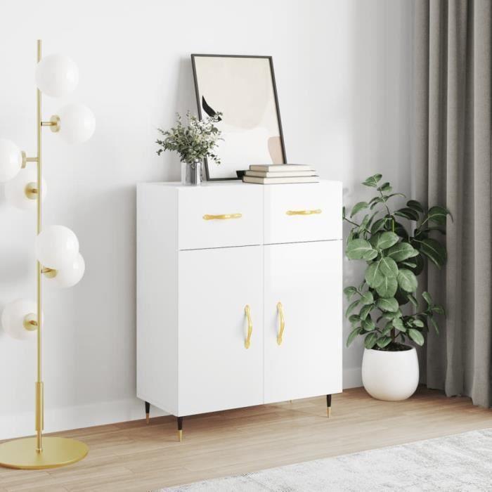 VidaXL Buffet Blanc brillant 69,5x34x90 cm Bois d'ingénierie 827958