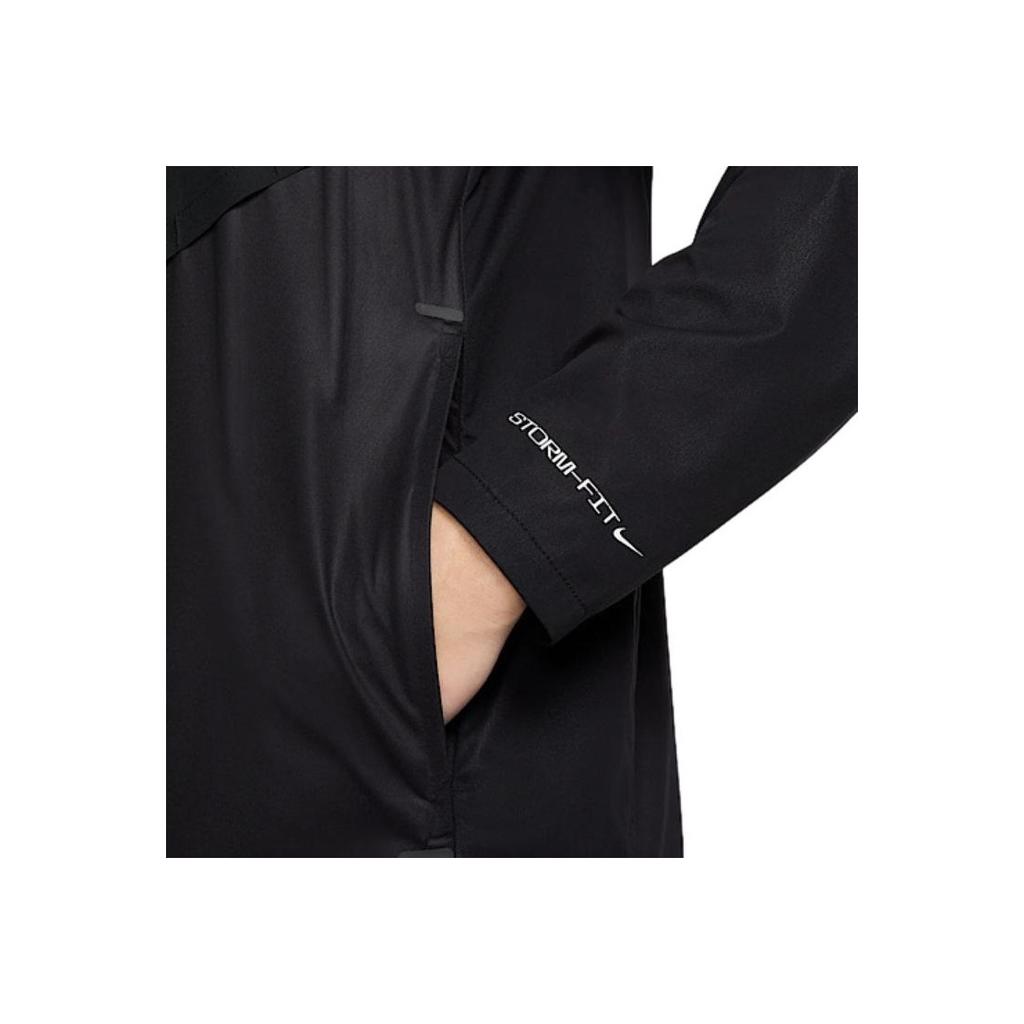 Nike Hooded Logo Print Zip Long Sleeve Breathable Running Jacket Men Jackets Black FZ9040-010