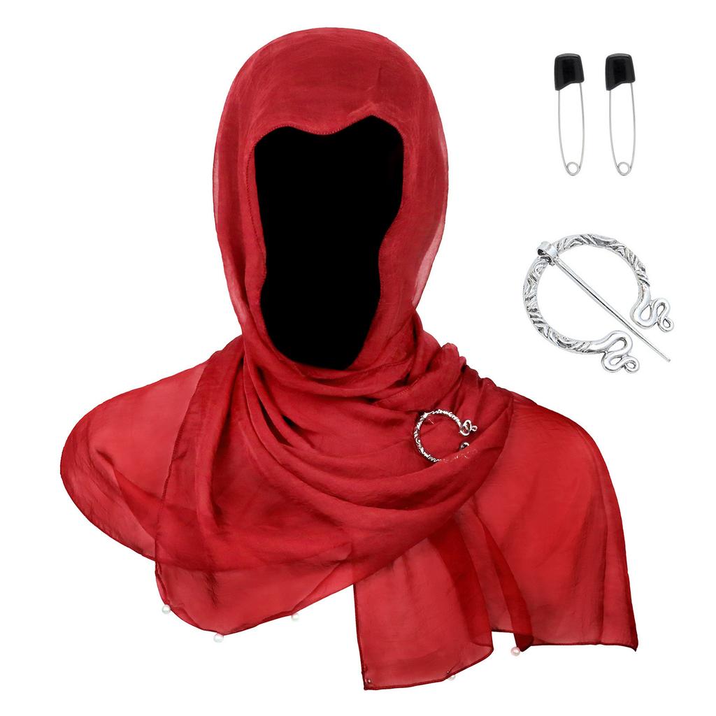 Medieval Themed Adjustable Hooded Scarf Shawl With Renaissances Brooch For Vikingly Cosplay Costume Halloween Event